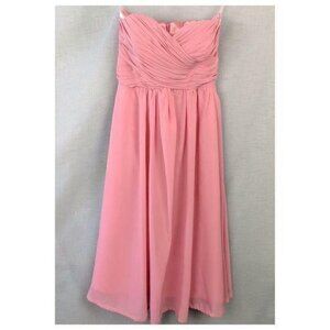 Pink Dress Women’s Small Midi Ruched Strapless Formal Bridesmaid Prom Custom